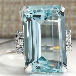 💎 Hyperbole With Huge Sky Blue CZ Prong Setting Ring, GPMB1491-6